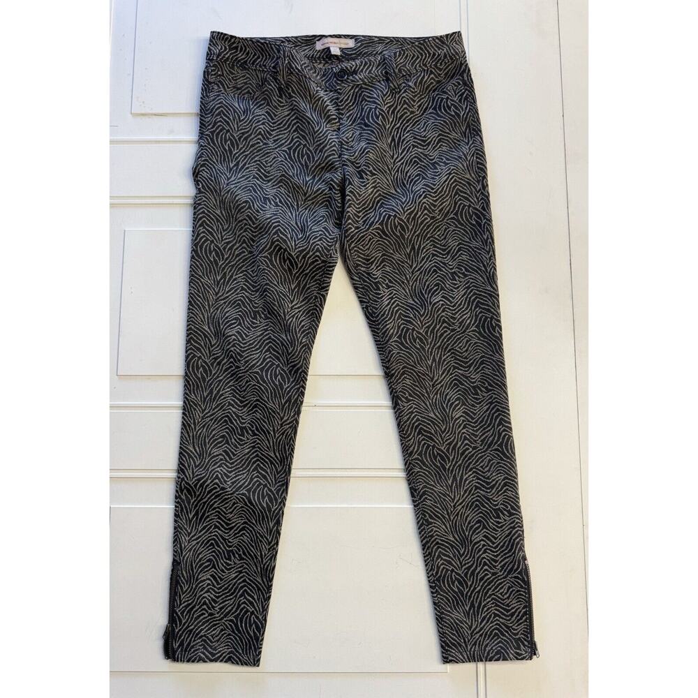Banana Republic Heritage Pants Womens Size 27 Black White Print Zipper Leg
